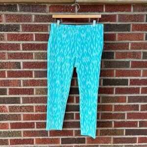 Faded Glory Teal Blue and White Aztec Print Mid Rise Jeans Jeggings Pants